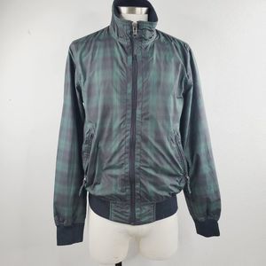 American Eagle Outfitters Men Green Plaid Authentic Full Zip Bomber Jacket Small